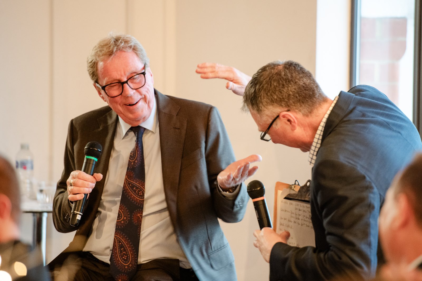 A sporting host entertaining guests at the OXO Tower Charity Christmas Lunch